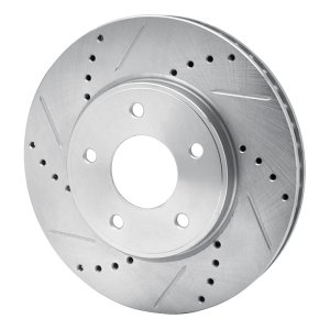 Chevrolet City Express Brake Rotor (1) - Front Left - R1 Concepts - Drilled & Slotted - Silver - `11-`25